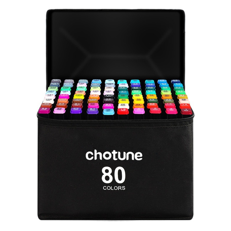 Chotune Marker Set, Double-Ended Drawing Markers for Anime Students, Non-Transparent Acrylic Markers
