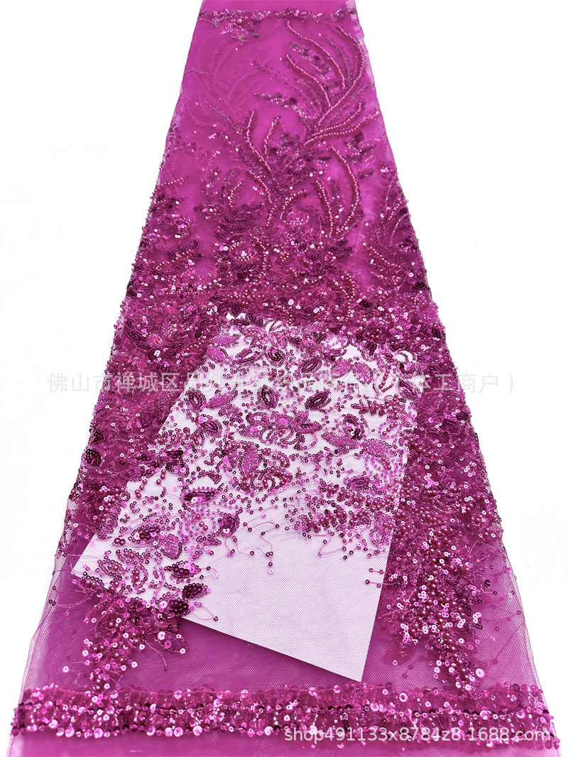 Tejido de encaje bordado de cuentas vestido de boda cena de fiesta vestido de tela comercio exterior transfronterizo