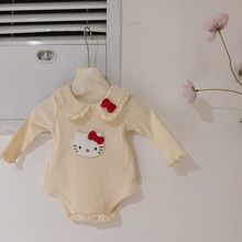 婴儿衣服娃娃领猫咪哈衣体蝴蝶结甜美可爱女宝宝连体衣新生儿衣服