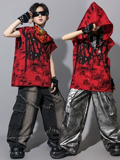 儿童街舞演出服嘻哈男童宽松套装潮酷少儿hiphop表演穿搭时髦