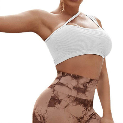 New European and American products with shoulder strap sports bra for women anti-shock and gathering sports vest sexy one-piece yoga bra 