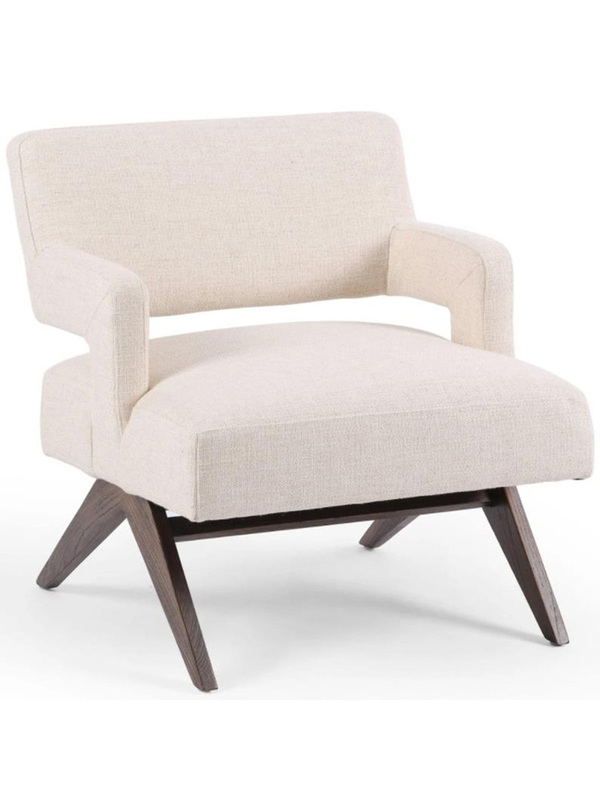 Simple solid wood single backrest leisure chair creamy-white cotton and linen fabric balcony lazy chair quiet wind negotiation sofa Simple solid wood single backrest leisure chair creamy-white cotton and linen fabric balcony lazy chair quiet wind negotiation sofa