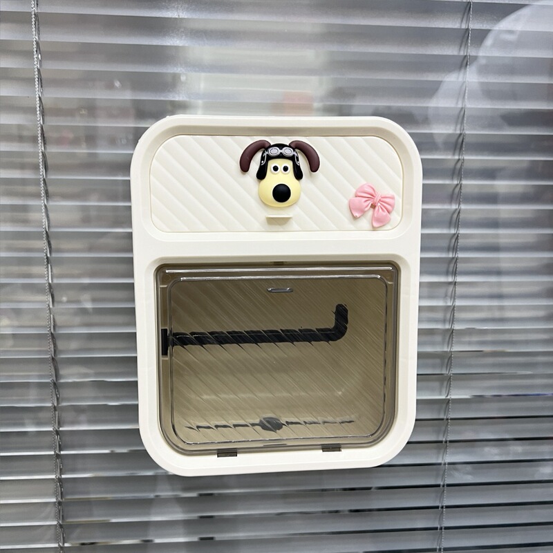 奶油风卫生间纸巾盒轻奢浴室免打孔双层置物架壁挂式卷纸抽纸盒|undefined