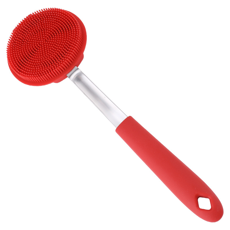 Estropajo de silicona, cepillo para lavar platos, herramienta de cocina, suave y que no daña los revestimientos, cepillo de limpieza de mango largo, herramienta para limpiar ollas que ahorra trabajo.