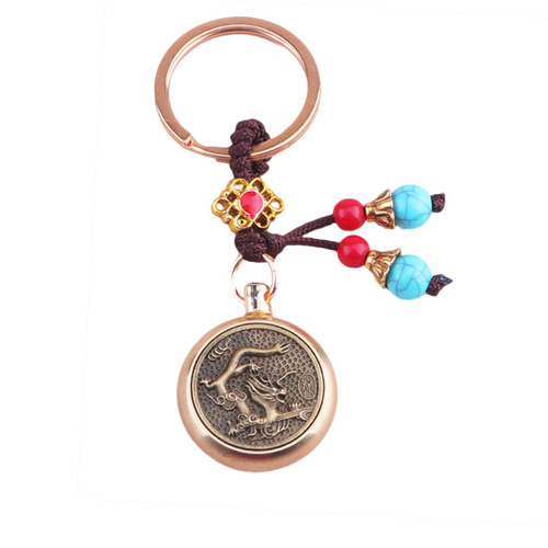 Transshipment and fortune-making twelve zodiac signs rotating handle pendant pure copper toy decompression artifact key chain toy pendant