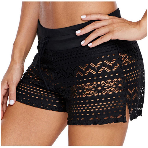 Women's Black Lace Shorts Women's Square Swim Trunks Hot Spring Swim Shorts