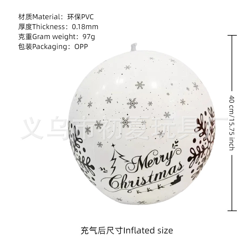 跨境现货Christmas圣诞老人装饰气球PVC雪花球商场户外装饰充气球|undefined