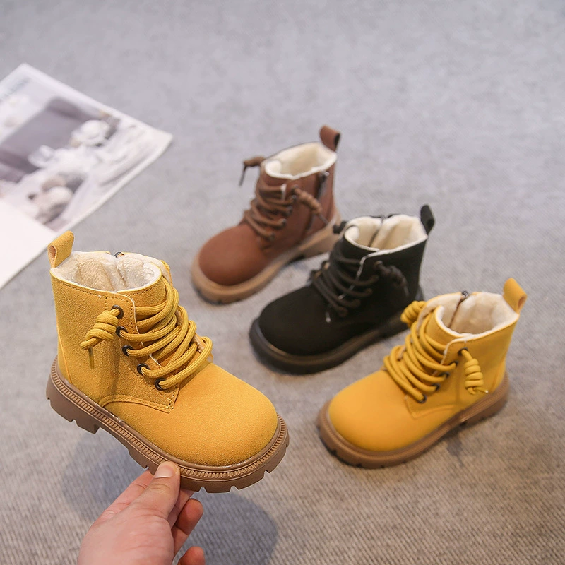 Martens утепленные демисезонные детские ботинки короткие сапоги в английском стиле подходят для подростков в британском стиле мягкая подошва