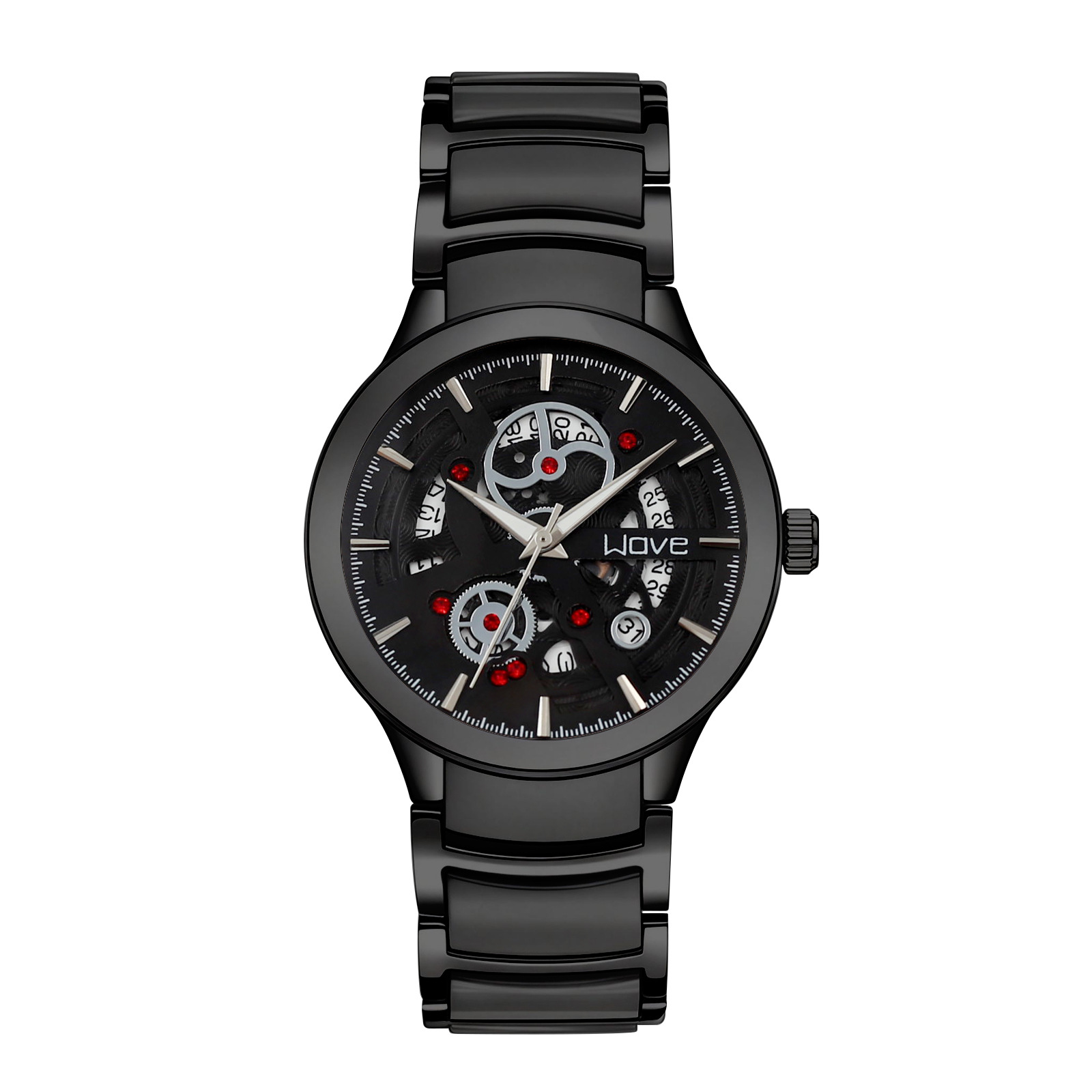 Langjue Men's Quartz Watch Skeleton Dial With Alloy Bracelet Strap_voghion.com