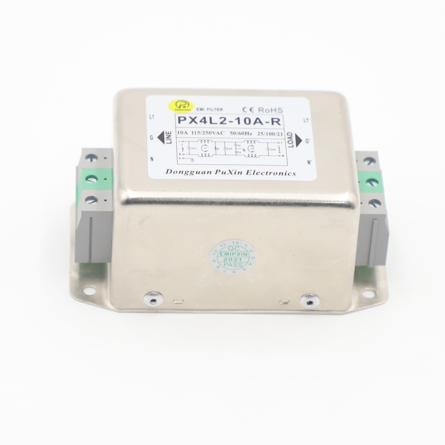 普鑫EMIPXIN电源滤波器双级10A250V端子台接线导轨固定抗干扰元件