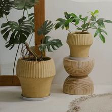 北欧简约客厅落地镁泥大号花盆朱蕉青棠鸭脚木绿植盆栽仿水泥花盆