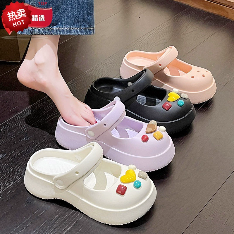 Симпатичные туфли с отверстиями на толстой подошве, женские туфли, носи летом 2023 новые увеличенные пляжи