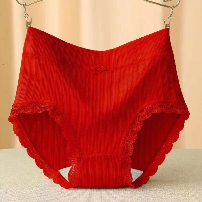 Factory wholesale cotton high waist tummy underwear women's cotton ladies sexy seamless breathable lace briefs