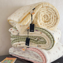 韩国全棉豆豆被子可机洗小碎花纯棉春秋被加厚保暖冬被暖气房被子