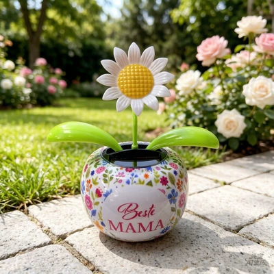 Solar Apple Flower Solar Automatic: Car ornaments - white-sunflower