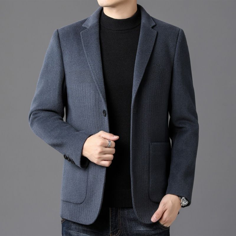 潮流烧花新工艺秋冬新款手工双面尼羊毛西服男士加厚羊毛休闲|undefined
