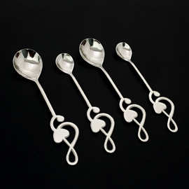 不锈钢430音符勺子批发家用主餐勺吃饭勺子创意咖啡搅拌勺甜品勺