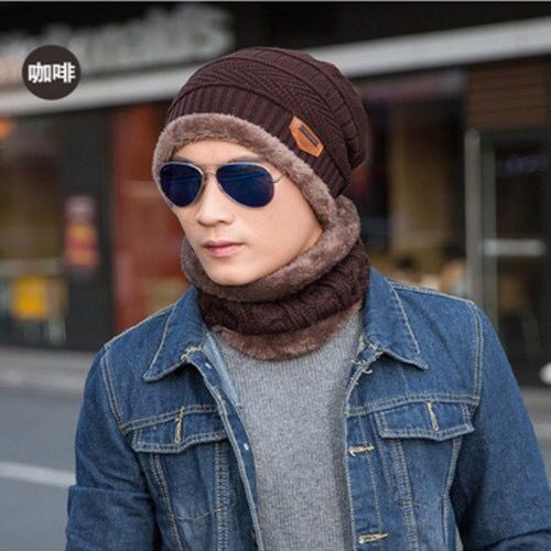 Sombrero de invierno de los hombres engrosado cálido sombrero de lana sombrero de algodón de invierno de los Hombres estilo coreano moda Juventud a prueba de frío ciclismo sombrero de punto