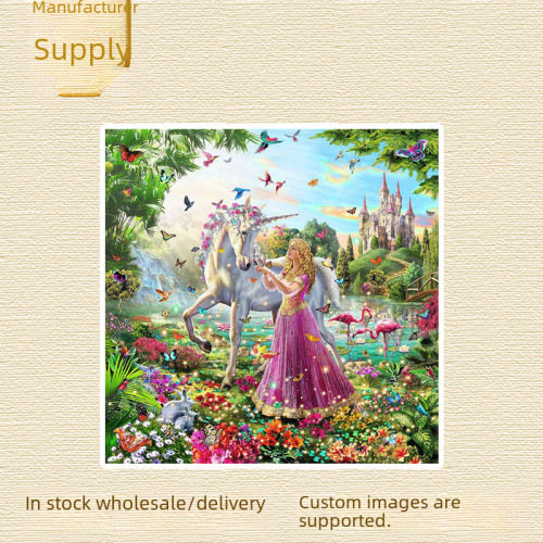 DIY Diamond Painting Unicorn and Beautiful Lady Full Diamond Point Drilling Painting Diamond Embroidery Custom Made 5D Diamond Painting