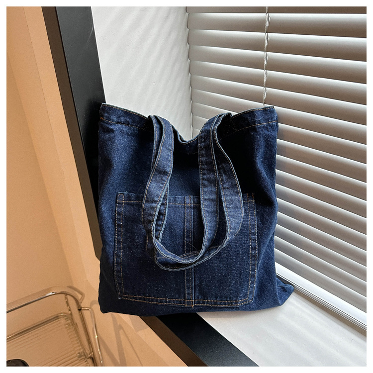 Simple moda Denim alta textura bolso de las mujeres 2023 Invierno nuevo estilo occidental color sólido de gran capacidad hombro bolsa de las axilas