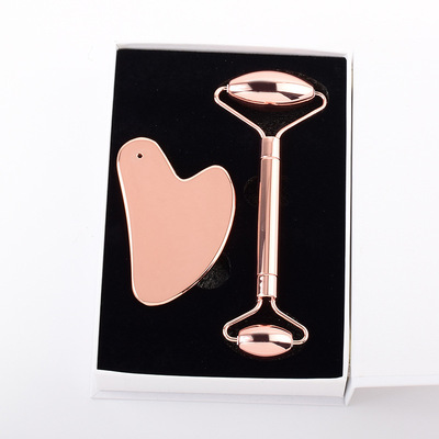 Stainless steel heart-shaped Scraping board Rose Gold 304 Stainless steel Metal Gua Sha tablets cosmetology massage Roller