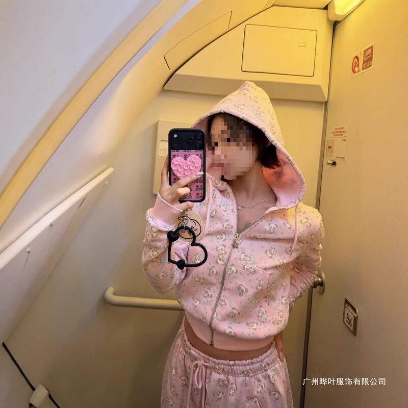 In-Stock 26 Spring/Summer New Panda Face Mask Hoodie Sweatshirt and Sweatpants Cute Print Set for Women Printed Style In-Stock 26 Spring/Summer New Panda Face Mask Hoodie Sweatshirt and Sweatpants Cute Print Set for Women Printed Style