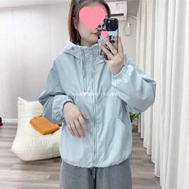 爆款蓝色双拉链冲锋衣外套女2026秋季新款小个子宽松休闲短款夹克