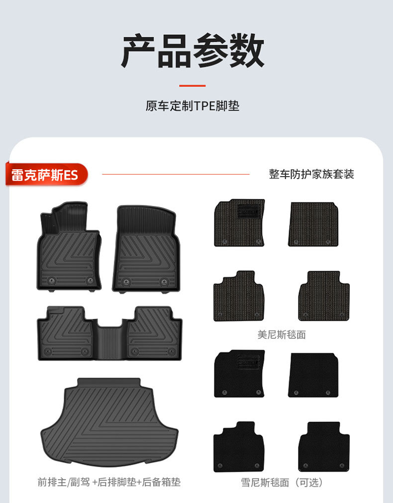 Suitable for Lexus Es200 Es300H Rx300 Rx350H Special All-Weather Tpe Car Floor Mats