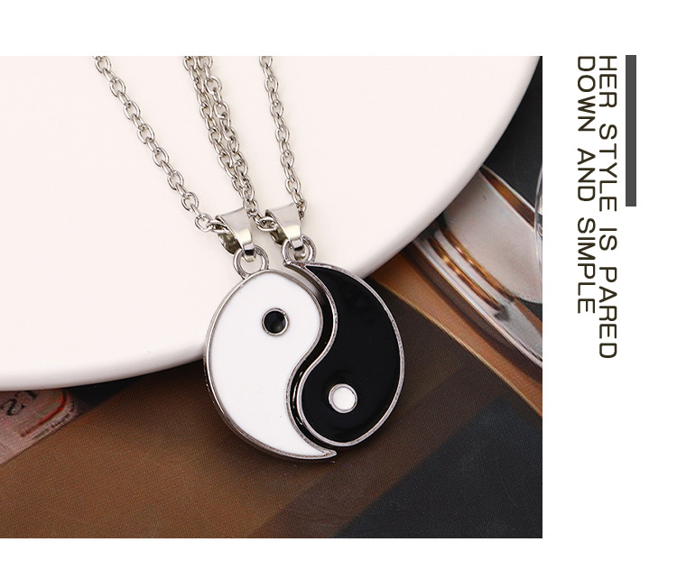 Amazon New Drop Oil Necklace Taichi Pattern Pendant Necklace European and American Fashion Geometry 