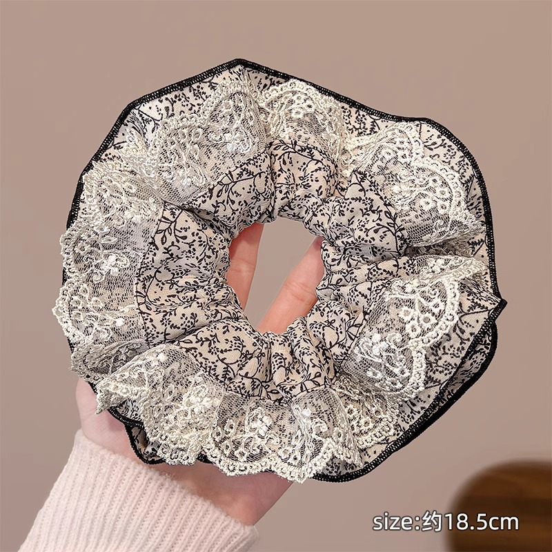 Encaje retro francés, diadema de intestino grueso, mujer 2025, nuevo estilo, cuerda para el cabello, banda de goma, lazo, dulce cuerda para el cabello, accesorios para el cabello