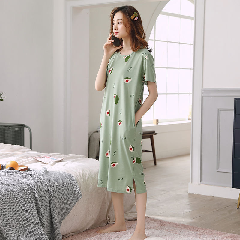 Camisón para mujer, talla grande de verano, pijamas de maternidad para primavera y otoño, nuevo estilo 2024, manga corta, fino, lindo, dibujos animados de verano.
