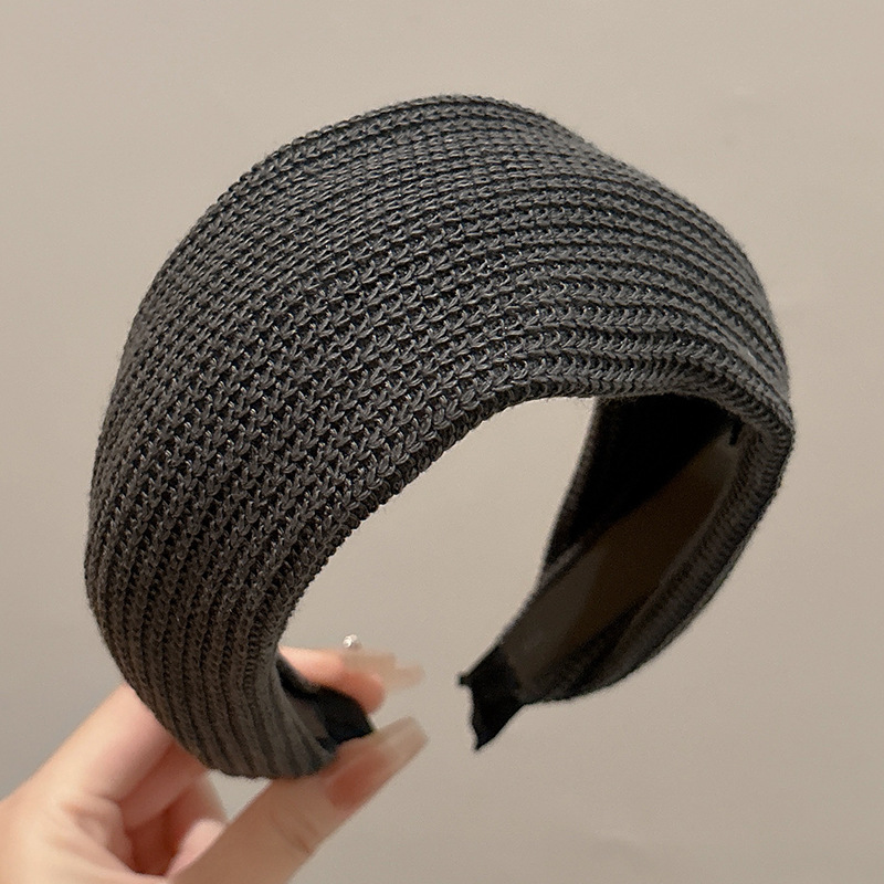 Diadema superior de cráneo alto para mujer 2025 nuevo estilo francés pequeño fragancia horquilla tocado temperamento ancho ancho diadema de presión lateral