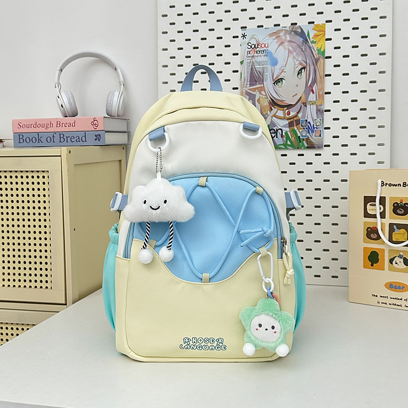 Mochila escolar de todo fósforo para niña fresca, salida de primavera, mochila ligera y pequeña, mochila de estudiante de color de contraste, mochila escolar