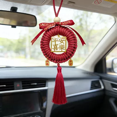 Handmade DIY Gift Red String Hanging Ornament for Peace and Joy, Attracts Wealth and Good Fortune, New Car Hanging Tag, Car Interior Decoration, Gift for Boyfriend (Car hanging) - peace-and-joy-car-hanging-red-full-set-of-materials-package-and-tutorial-included
