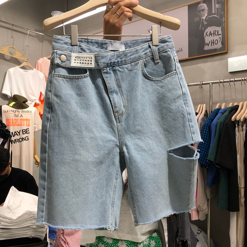 New High-Waisted Slimming Mid-Length Shorts for Women, Summer Plus Size 2025 Thin Ripped Straight-Leg Jeans for Chubby Girls New High-Waisted Slimming Mid-Length Shorts for Women, Summer Plus Size 2025 Thin Ripped Straight-Leg Jeans for Chubby Girls