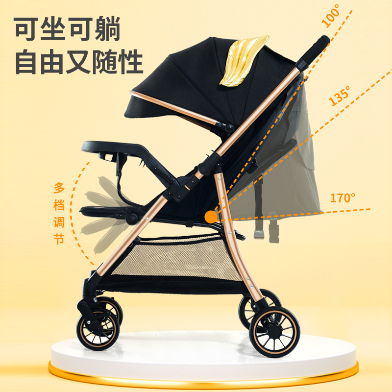 Cochecito de bebé plegable, ligero, con función de empujar y tirar, se puede sentar y acostar, cuatro en uno para niños y bebés.