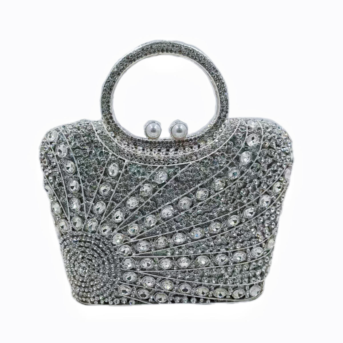 Túi clutch nữ đính đá dạ hội dáng đứng đeo chéo xách tay phong cách châu Âu — bạc, Bạc AB, màu vàng, Champagne màu