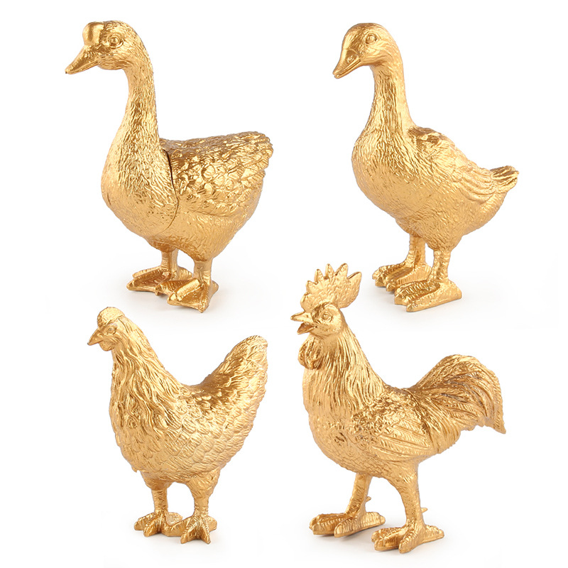 Transfronterizo Nueva simulación de aves de corral modelo animal versión Gold mini pollo pato ganso Libélula lagarto insecto traje de juguete