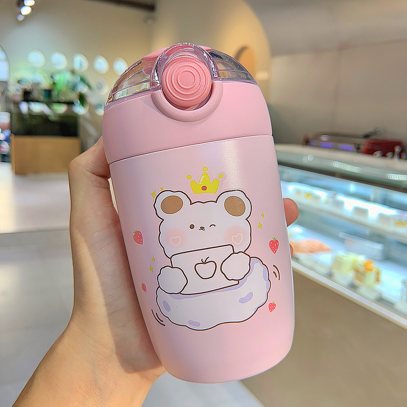 Cute Animal Printed Portable Straws Vacuum Flask display picture 2