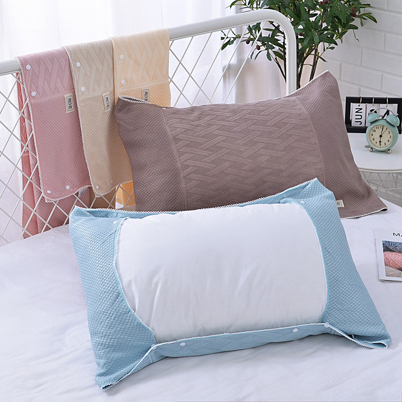 Hotel single pillowcase encrypted pillowcase adult hotel pillowcase washed three-layer gauze adjustable satin
