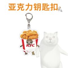 奇怪表情猫mur猫奇怪食物猫夹层亚克力钥匙扣搞怪书包挂件礼品