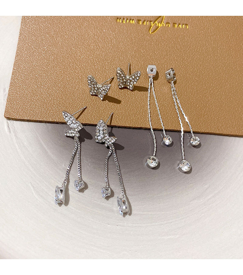 1 Pair Fashion Insect Butterfly Alloy Plating Inlay Rhinestones Zircon Womenu0027S Drop Earrings