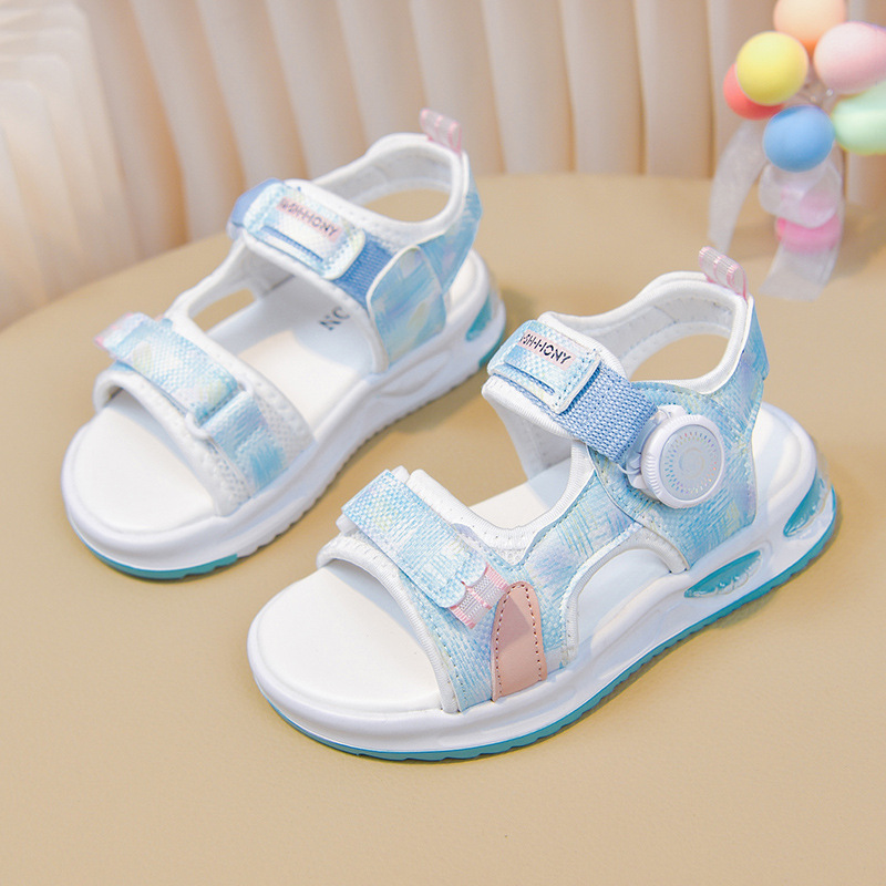 Sandallas de niñas 2026 verano nuevo niño moda versátil sandalias deportivas de suela suave botón giratorio zapatos de playa image 8