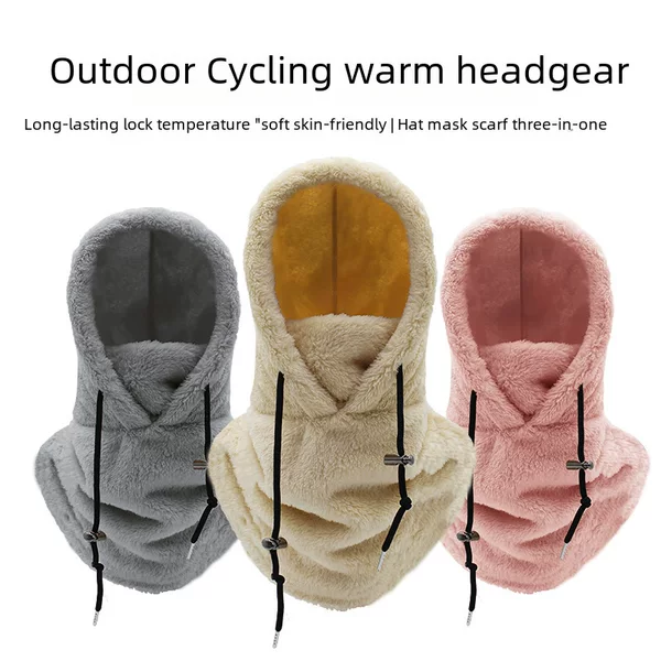 Winter Cycling Warm Mask, Ski Hat, Arctic Velvet Hood, Neck Scarf, Windproof and Coldproof All-In-One Fleece Hood