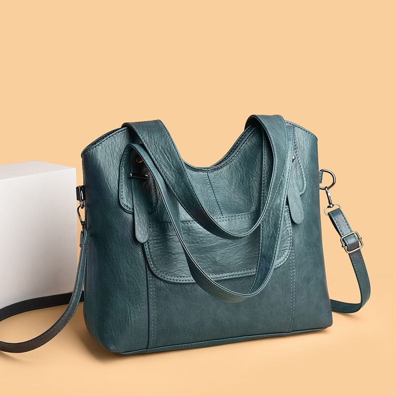 Large Capacity Women's Shoulder Bag Soft Leather Handbag Trendy_voghion.com