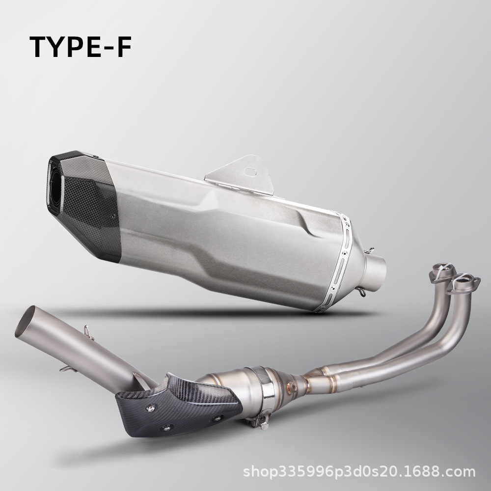 Motorcycle Exhaust Modification T-Max560 Stainless Steel Front Section with Carbon Fiber Anti-Scalding Cover + K198 Carbon Fiber Tail Section