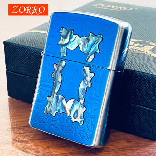 ZORRO Hong Kong Zorro brand kerosene lighter classic smoked blue shell series gift for boyfriend