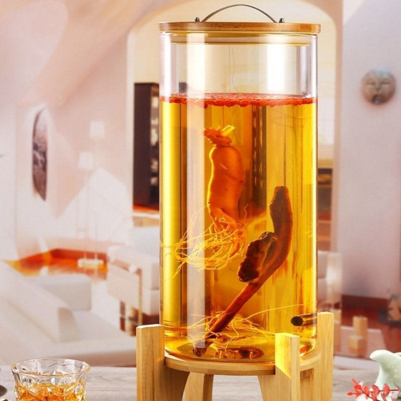 hervidor de agua fría con grifo hervidor de agua fría vidrio resistente a altas temperaturas bebida de gran capacidad barril de jugo de fruta barril de licor de limonada barril de fermentación