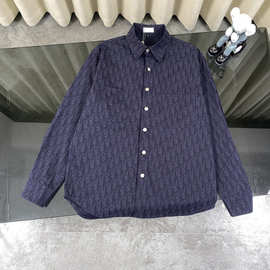 现货正确版pra普拉BLCG克CD家满印字母口袋长袖衬衫男女款巴黎棉