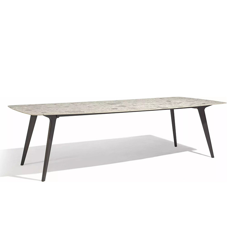 Mesa larga de 3 m en el modelo C (teca importada + superficie de pizarra)
